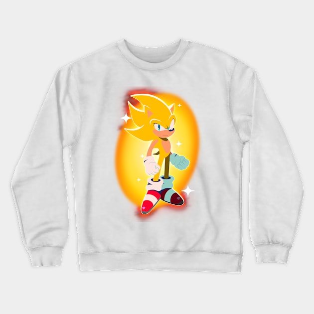 Super Sonic 2 in Rise of the Wisps style Crewneck Sweatshirt by El Prisas Blue Blur Boutique